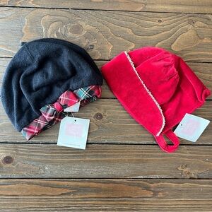 Janie & Jack Boutique NWT Baby or Babydoll Hats Black and Red Winter Hats